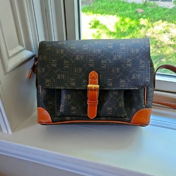 Handbags - Canvas and Vegan Leather Crossbody Bag